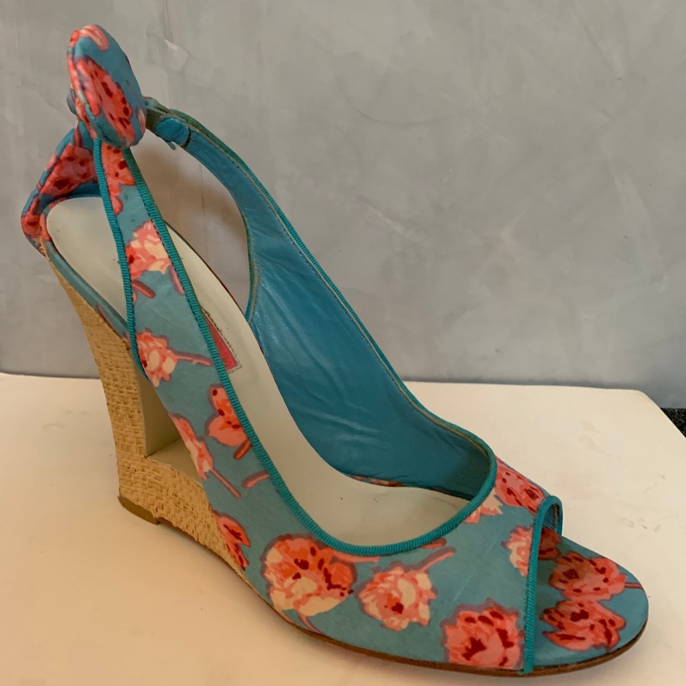 Betsey Johnson Floral Peep Toe Wedges - Picture 3 of 10